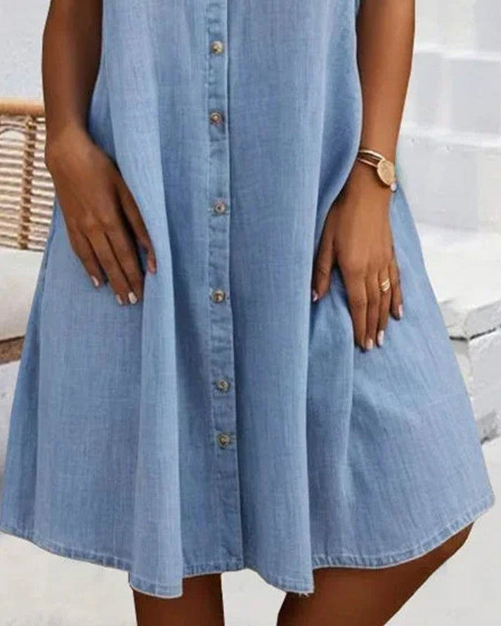 Sveta | Vestido Camisero de Estilo Vaquero con Botones en la Parte Delantera