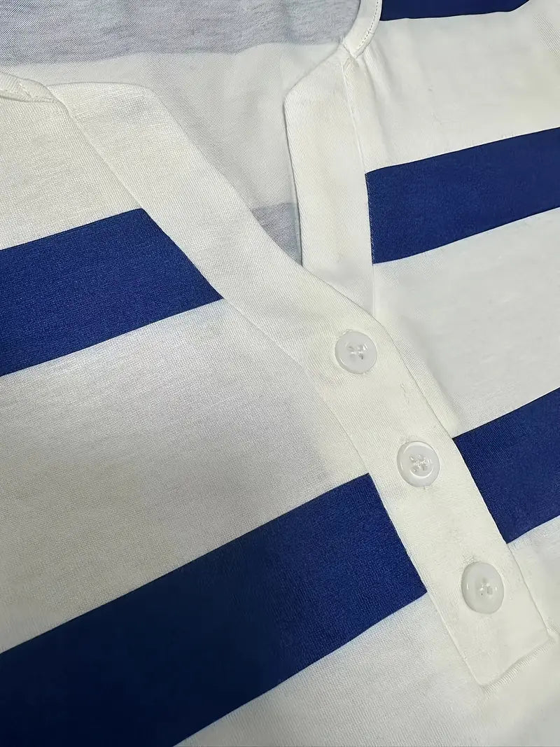 Dakota | Camiseta Henley a Rayas Con Mangas Tres Cuartos