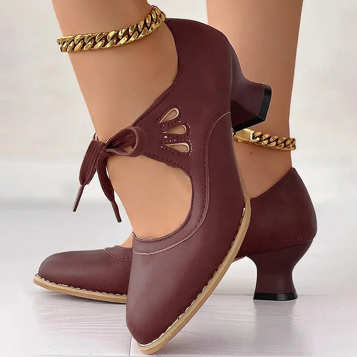 Zydrune | Zapatos Tacón Bajo Cordón Estilo Vintage