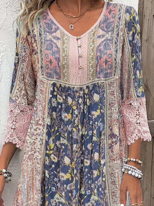 Tegan | Vestido Midi Floral con Encaje