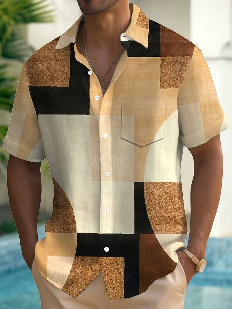 Boucher | Camisa Geométrica Vintage Manga Corta
