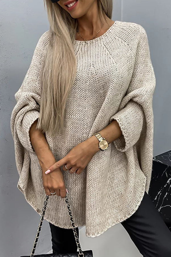 Nicoanessa | Poncho Draped con Cuello Redondo