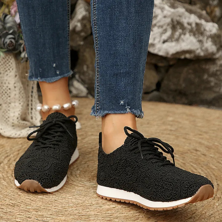 Susannah - Zapatillas Informales Transpirables con Cordones y Tejido de Punto
