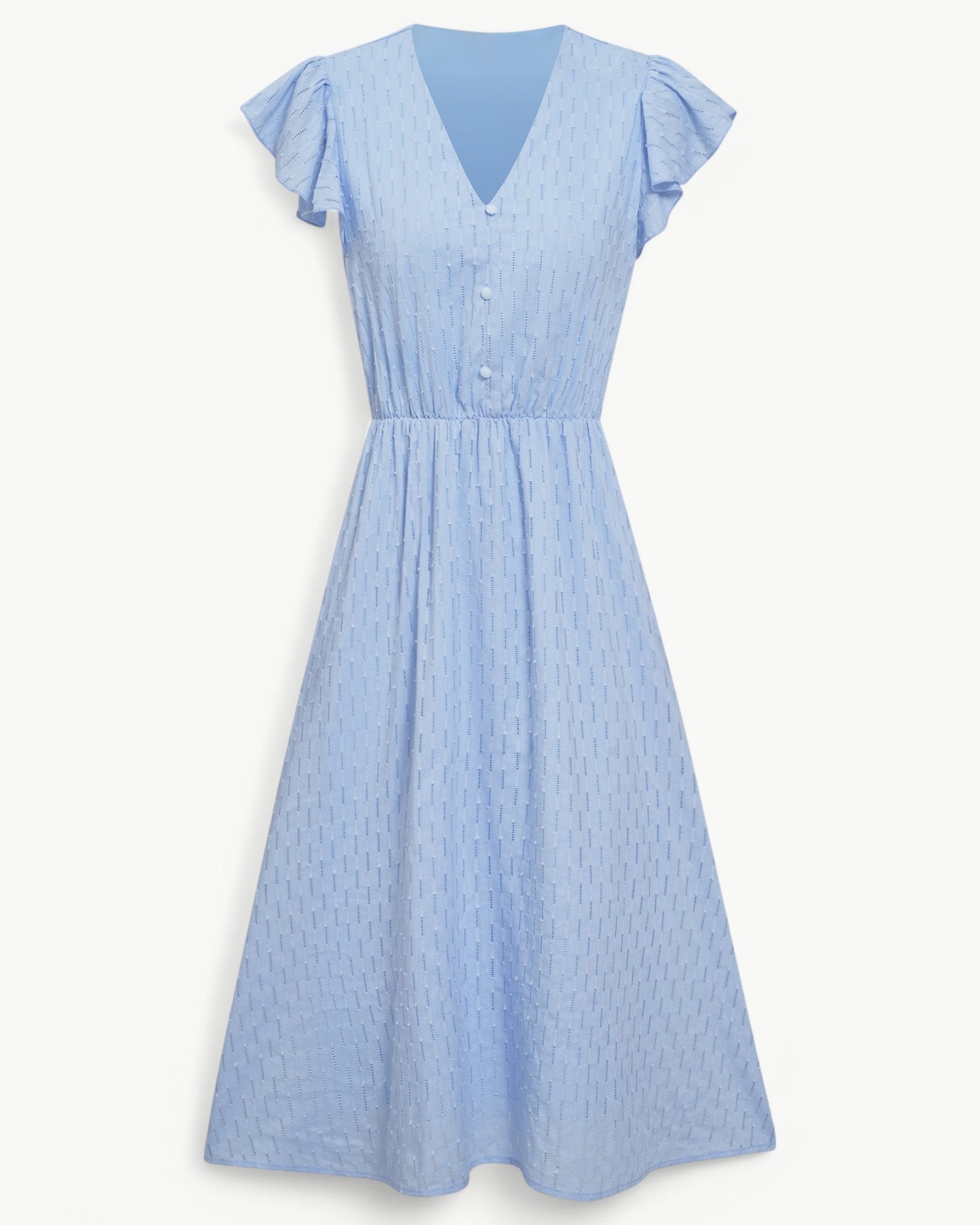 Julieta | Vestido MIDI Con Cuello en V Y Mangas Con Volantes
