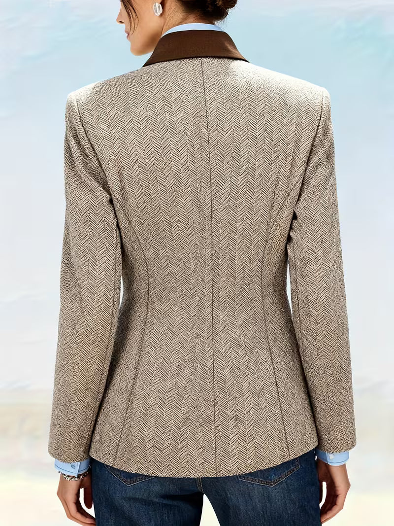 Yessica | Chaqueta Blazer Con Cuello en V Y Estampado en Espiga