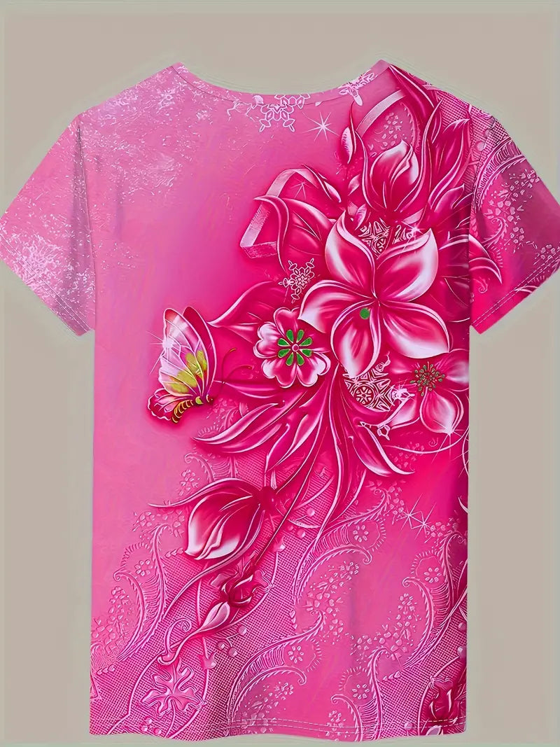 Carlisa | Camiseta De Manga Corta Con Estampado Floral Y Mariposas