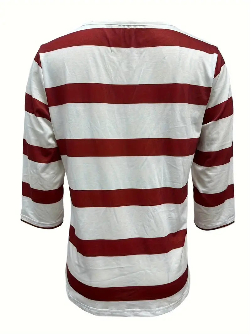 Dakota | Camiseta Henley a Rayas Con Mangas Tres Cuartos