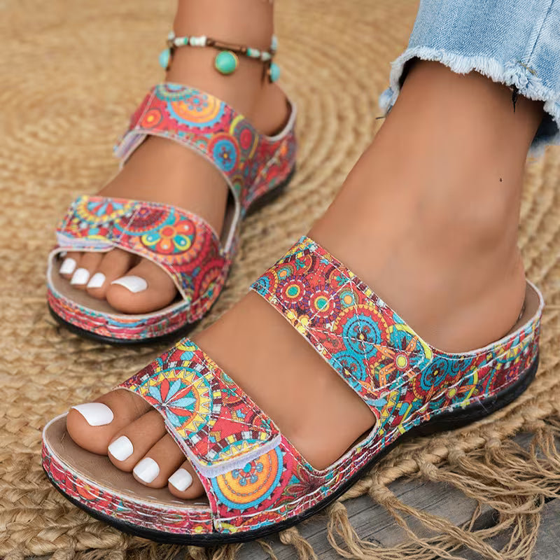 Dhifef | Sandalias De Punta Abierta Con Estampado Y Doble Tira