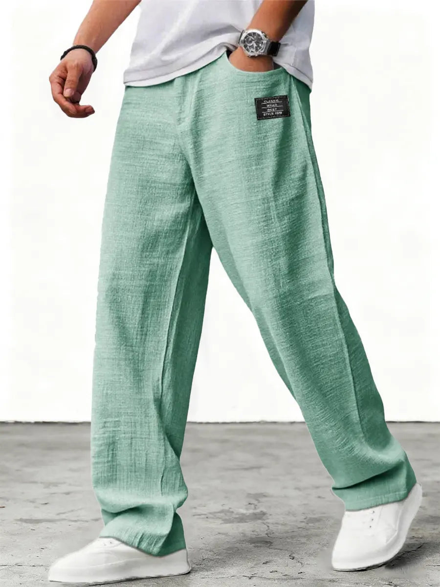 Lushan - Pantalones Sueltos Rectos Con Cintura Elástica