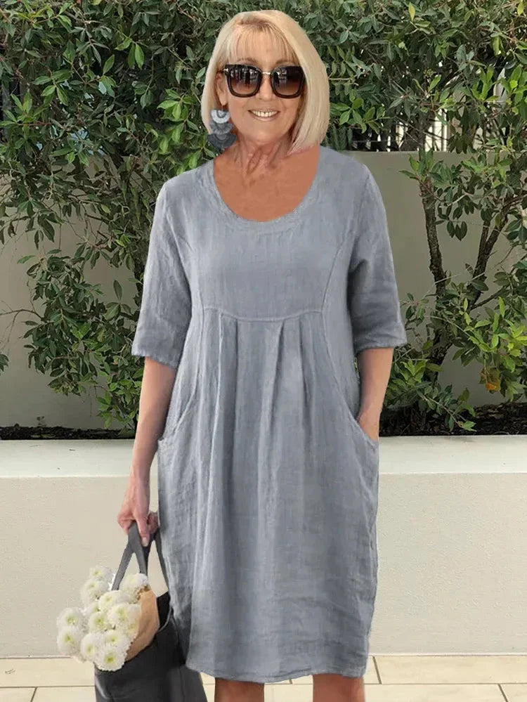 Devyn | Vestido MIDI Liso Con Bolsillos