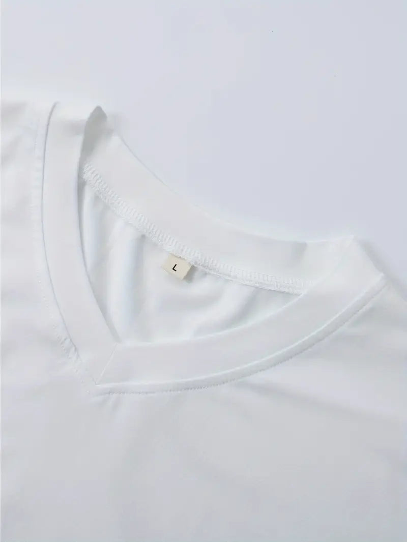 Fraga - Camiseta de manga corta con cuello en V y corte entallado