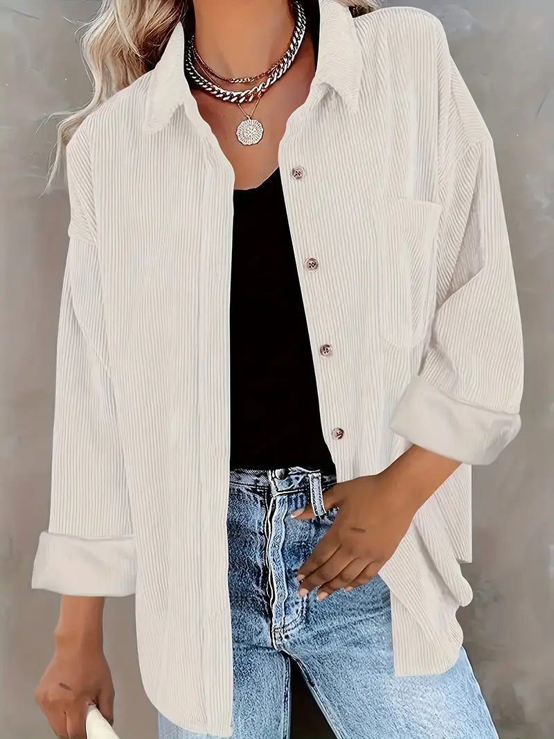 Irmela | Camisa de Manga Larga de Pana Con Botones