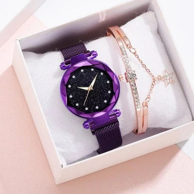 Enola | Conjunto De Reloj Con Esfera Brillante Y Correa De Malla