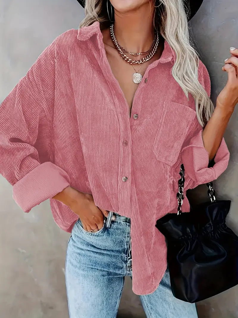 Irmela | Camisa de Manga Larga de Pana Con Botones
