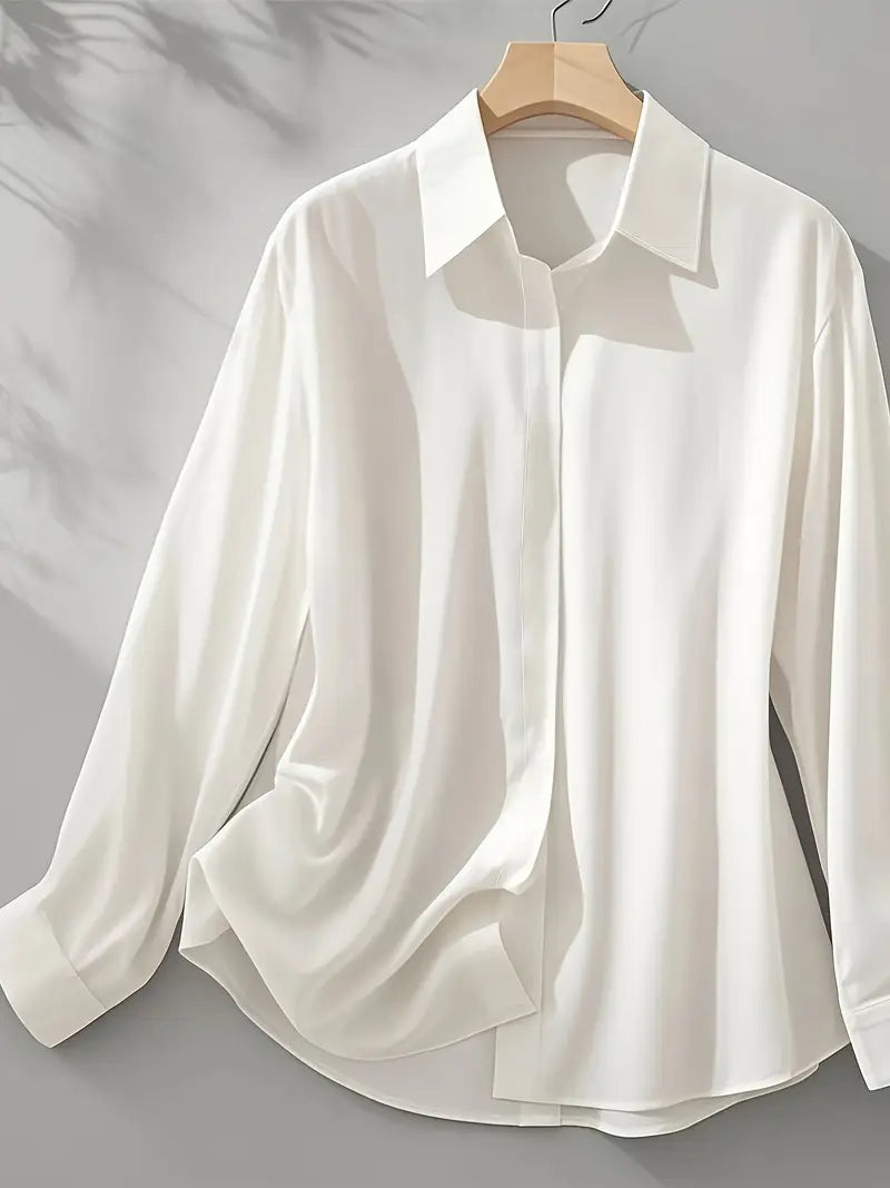 Amiliana - Blusa de Manga Larga Con Botones en la Parte Delantera