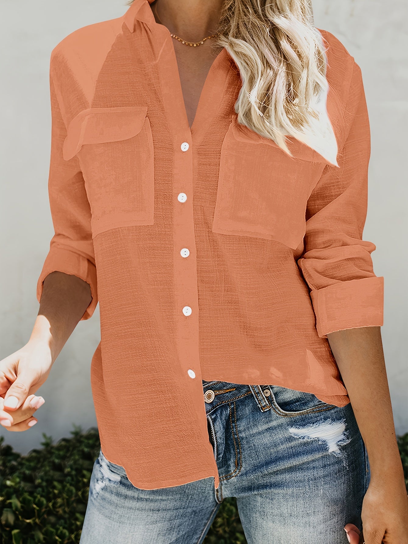 Priscilla | Camisa De Manga Larga Con Botones Y Bolsillos