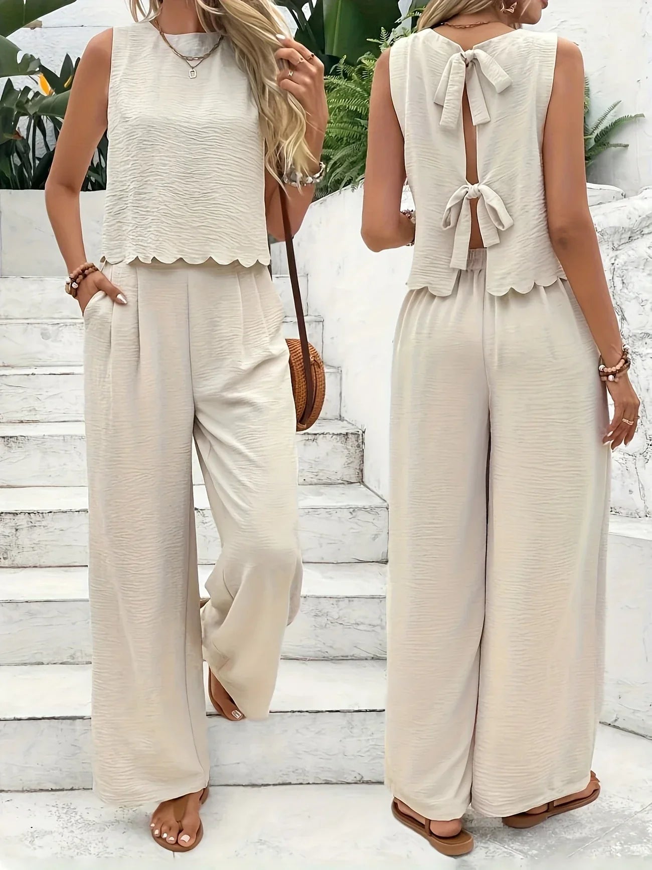 Raya | Conjunto Sin Mangas Con Pantalón Amplio