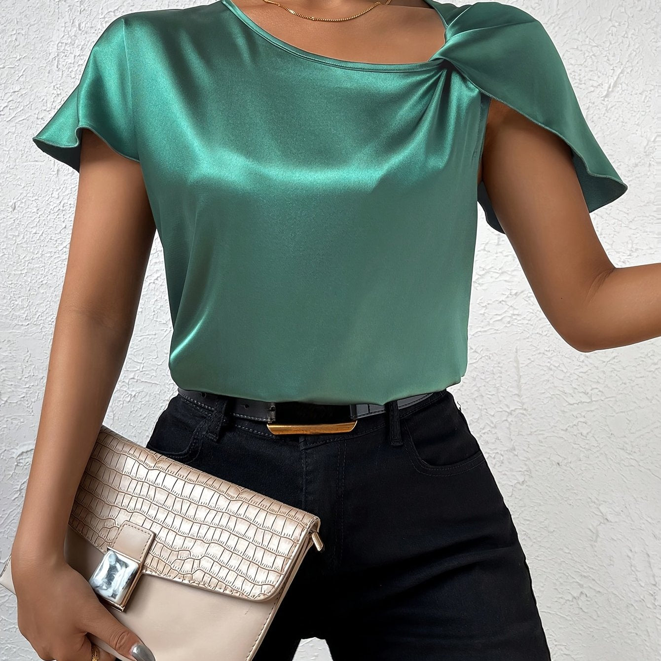 Loretta | Blusa Con Efecto Satén Y Mangas Con Volantes