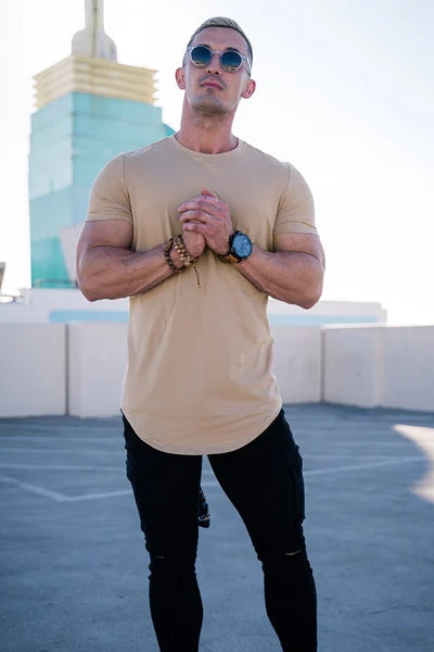 Maxwell - Camiseta de Manga Corta Con Bajo Curvo