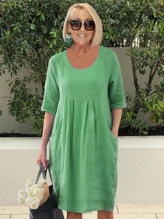 Devyn | Vestido MIDI Liso Con Bolsillos