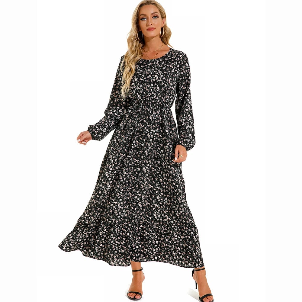 Trisha | Vestido Maxi Floral de Manga Larga