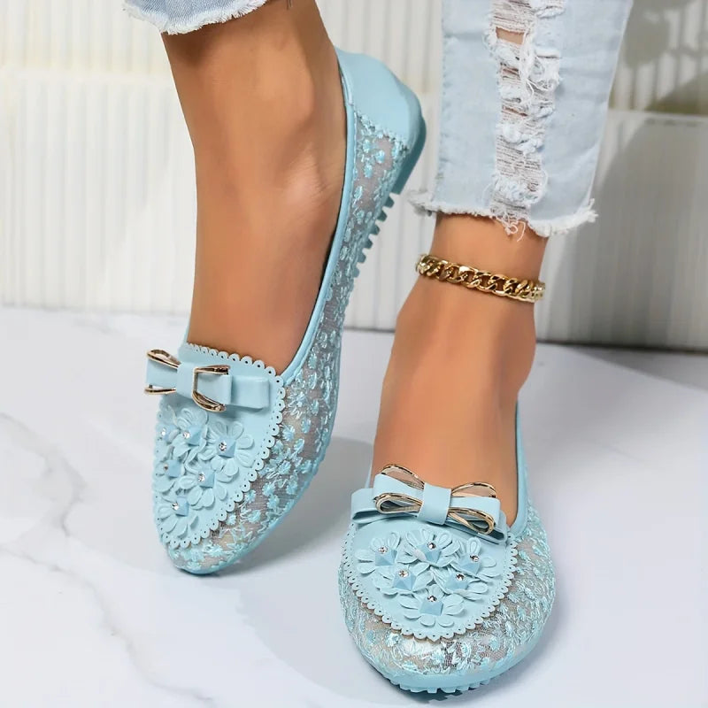 Brielle | Bailarinas Sin Cordones Con Encaje Floral