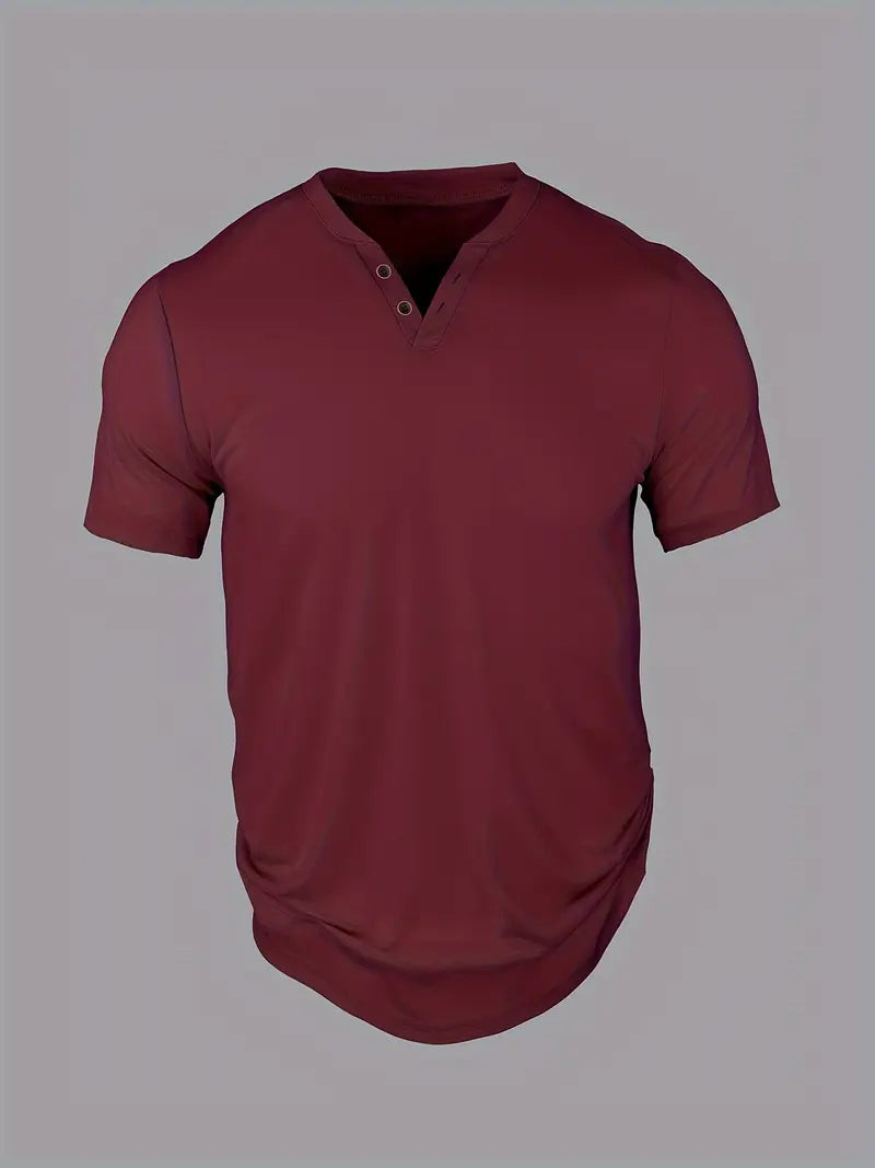 Eligio | Camiseta Henley de Punto Manga Corta
