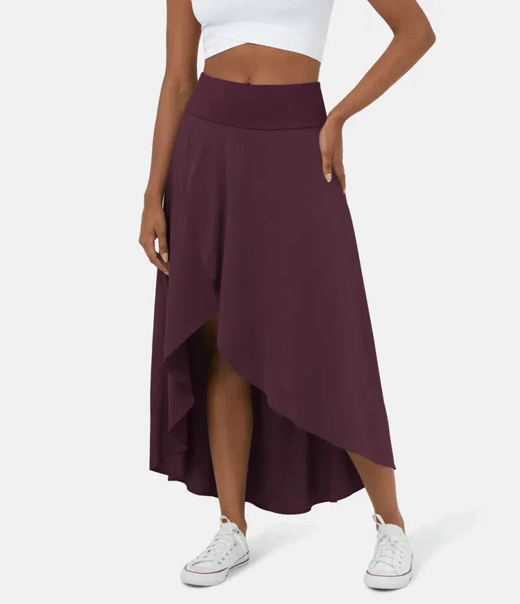 Keisha | Falda Midi Asimétrica Con Volantes y Cintura Alta