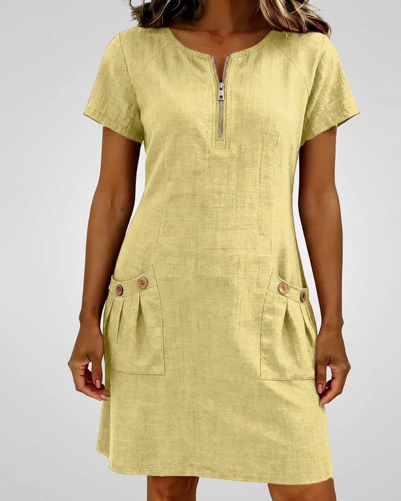 Krystan | Vestido Corto Utilitario Con Bolsillos