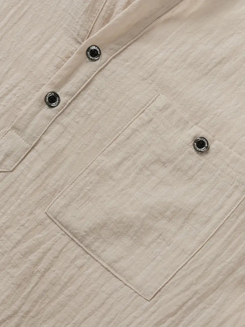 Vaughn - Camiseta Henley de Manga Corta