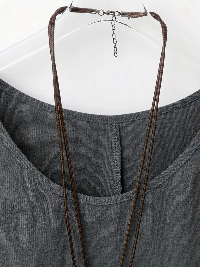Dilek | Blusa Holgada Manga Corta Cuello Redondo