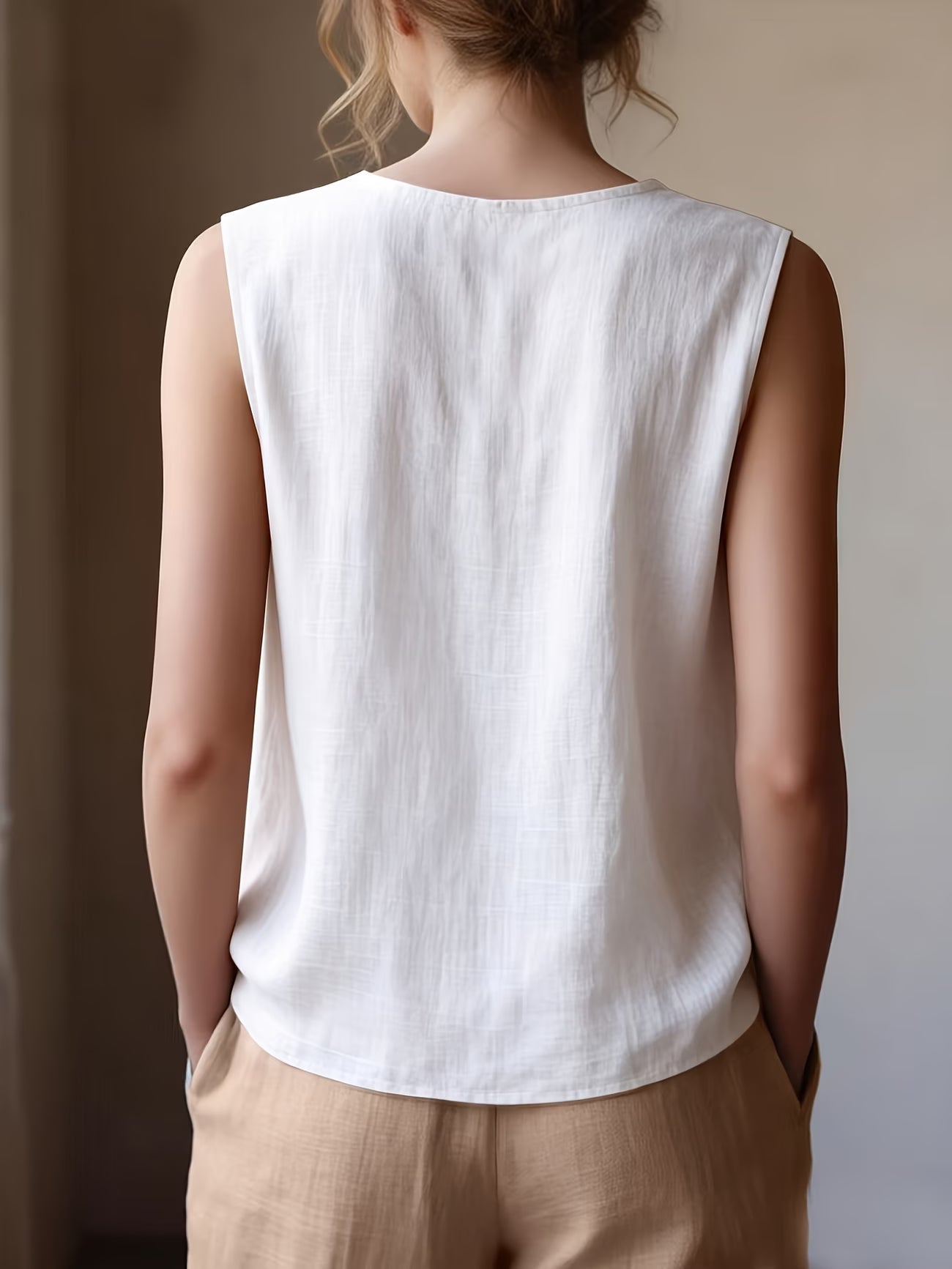 Safiya | Blusa Sin Mangas Con Cuello De Volantes Y Textura