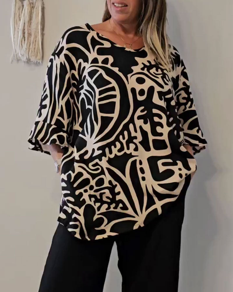 Prabodhi | Top Holgado Estampado Abstracto Mujer