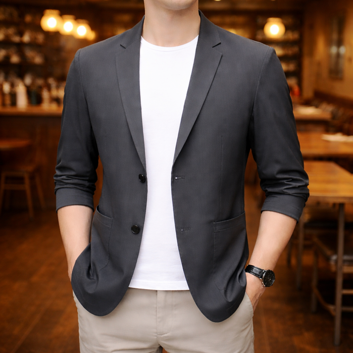 Danson | Blazer Casual con Solapas y Mangas Fruncidas