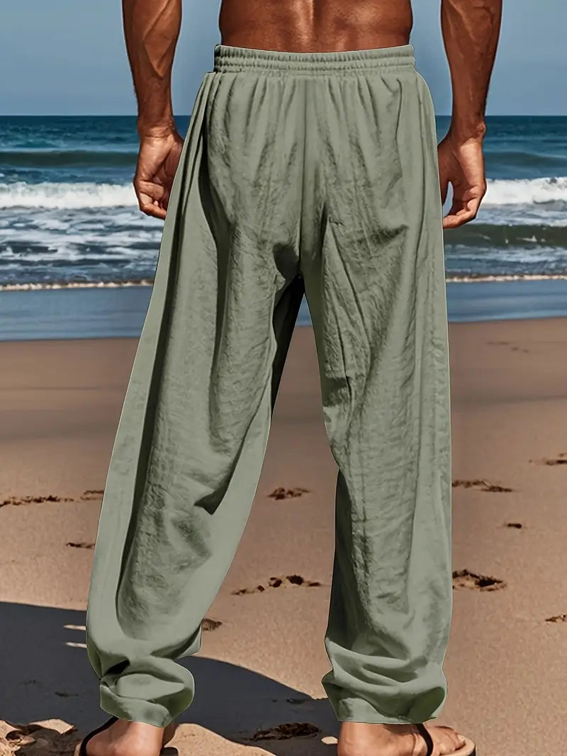 Babaev | Pantalones Anchos de Lino Con Cordón