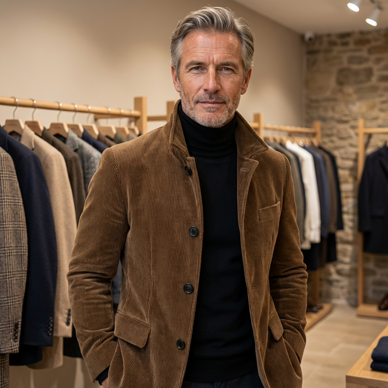 Eusebiu | Chaqueta De Pana Con Botones y Cuello Alto