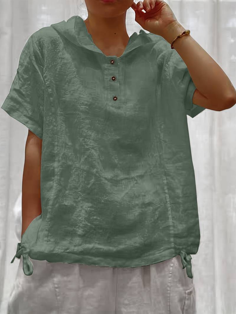 Dounia | Camiseta Holgada Con Capucha y Botones
