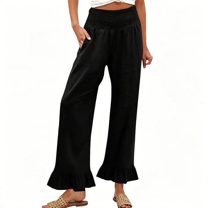Moriom | Pantalón Holgado Con Volante Bajo