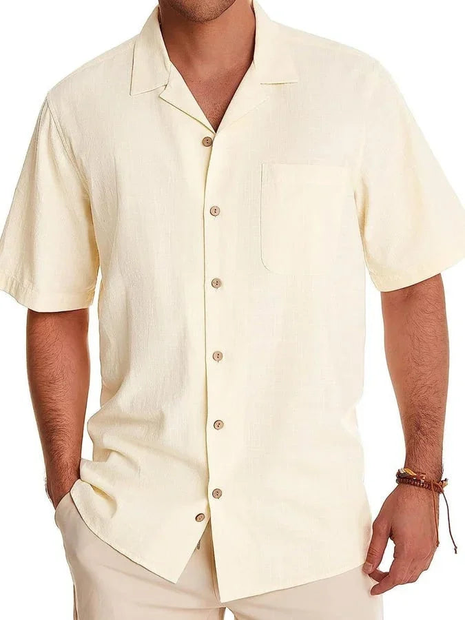 Huib | Camisa de Manga Corta Con Cuello Camp y Bolsillo