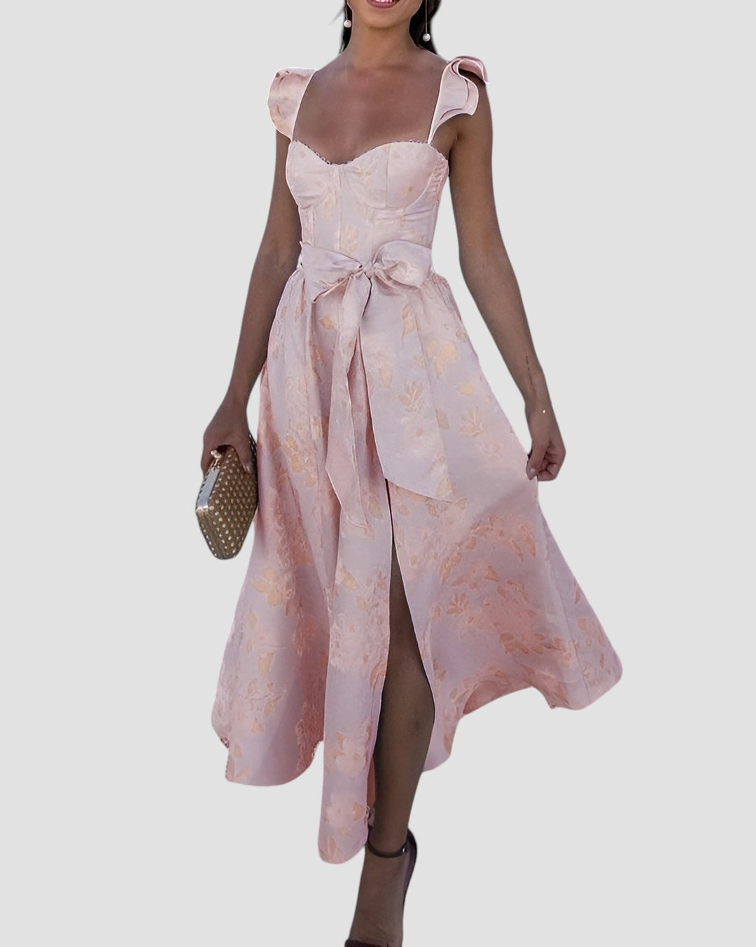 Olesya | Vestido MIDI Con Estampado Floral Y Tirantes Con Volantes