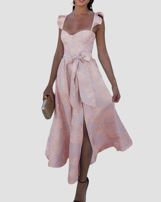 Olesya | Vestido MIDI Con Estampado Floral Y Tirantes Con Volantes