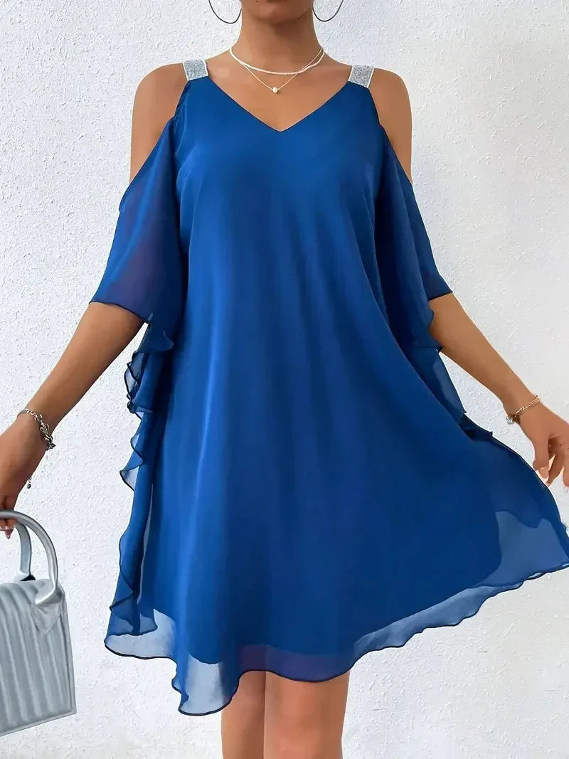 Lilliana | Minivestido Swing de Gasa Con Hombros al Aire
