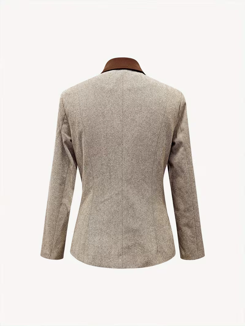 Yessica | Chaqueta Blazer Con Cuello en V Y Estampado en Espiga