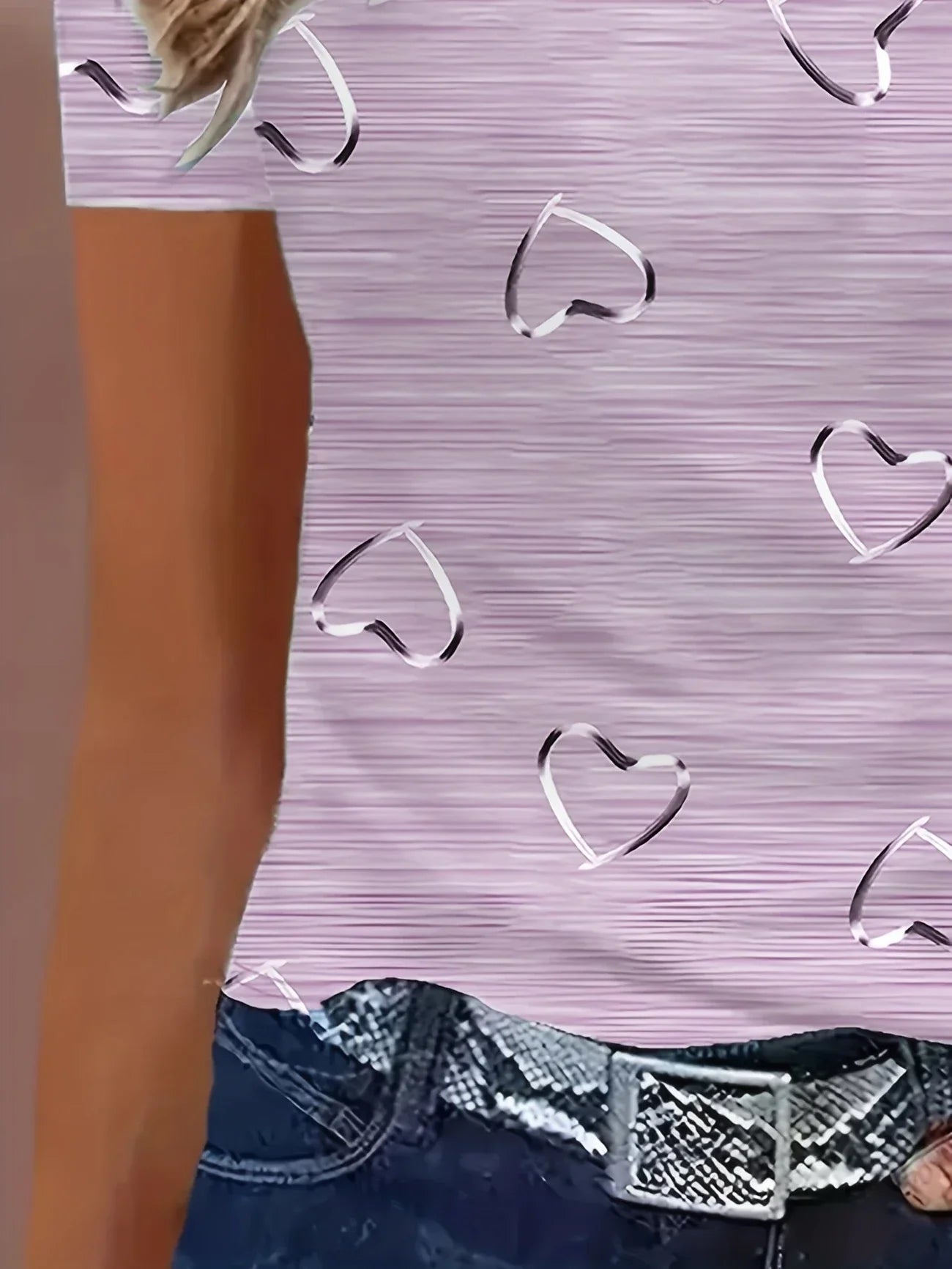 Emlyn | Top De Manga Corta Con Cuello en V Y Estampado De Corazones