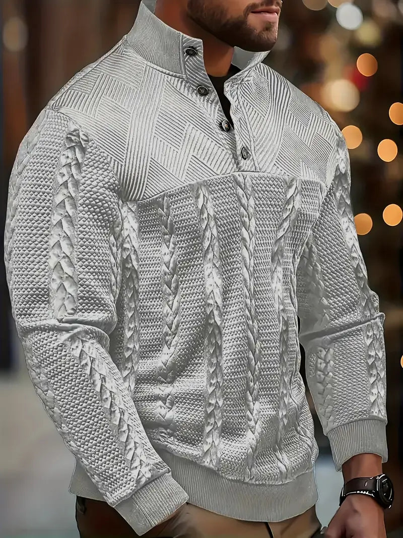 Dawson | Suéter Henley Texturizado de Manga Larga