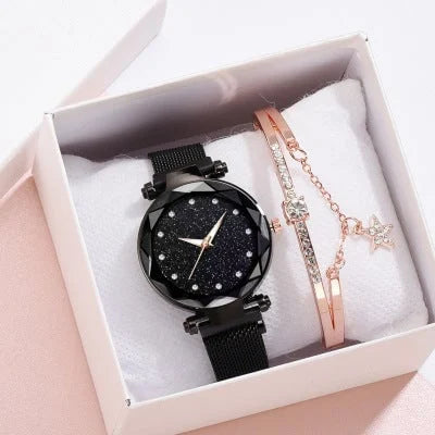 Enola | Conjunto De Reloj Con Esfera Brillante Y Correa De Malla