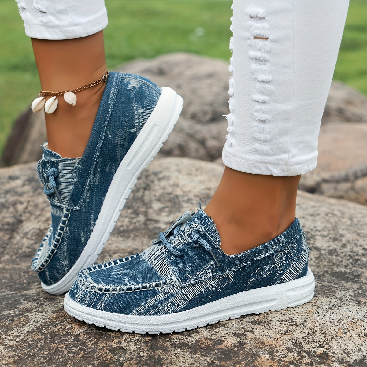 Astretira | Zapatillas Planas con Diseño Denim