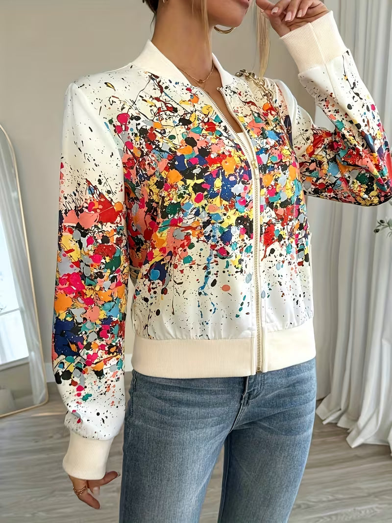 Deloova | Chaqueta Bomber con Estampado Abstracto