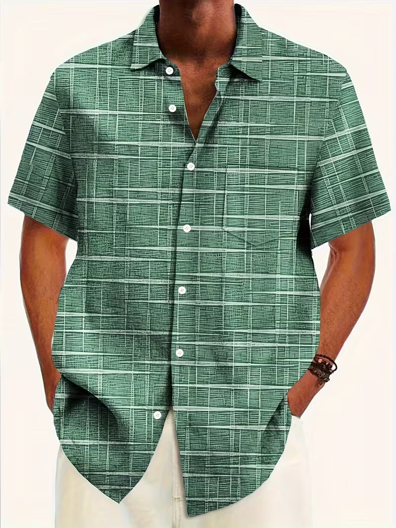 Jerrick - Camisa de Manga Corta Con Estampado Geométrico y Botones