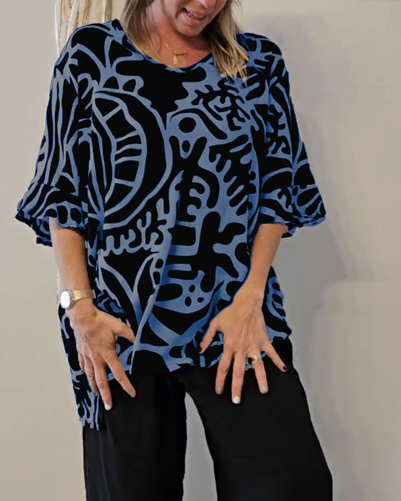 Prabodhi | Top Holgado Estampado Abstracto Mujer